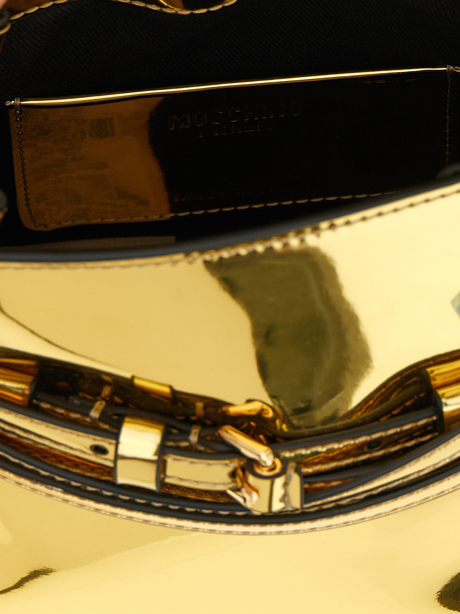 Tie Me Gold Polyurethane Handbag