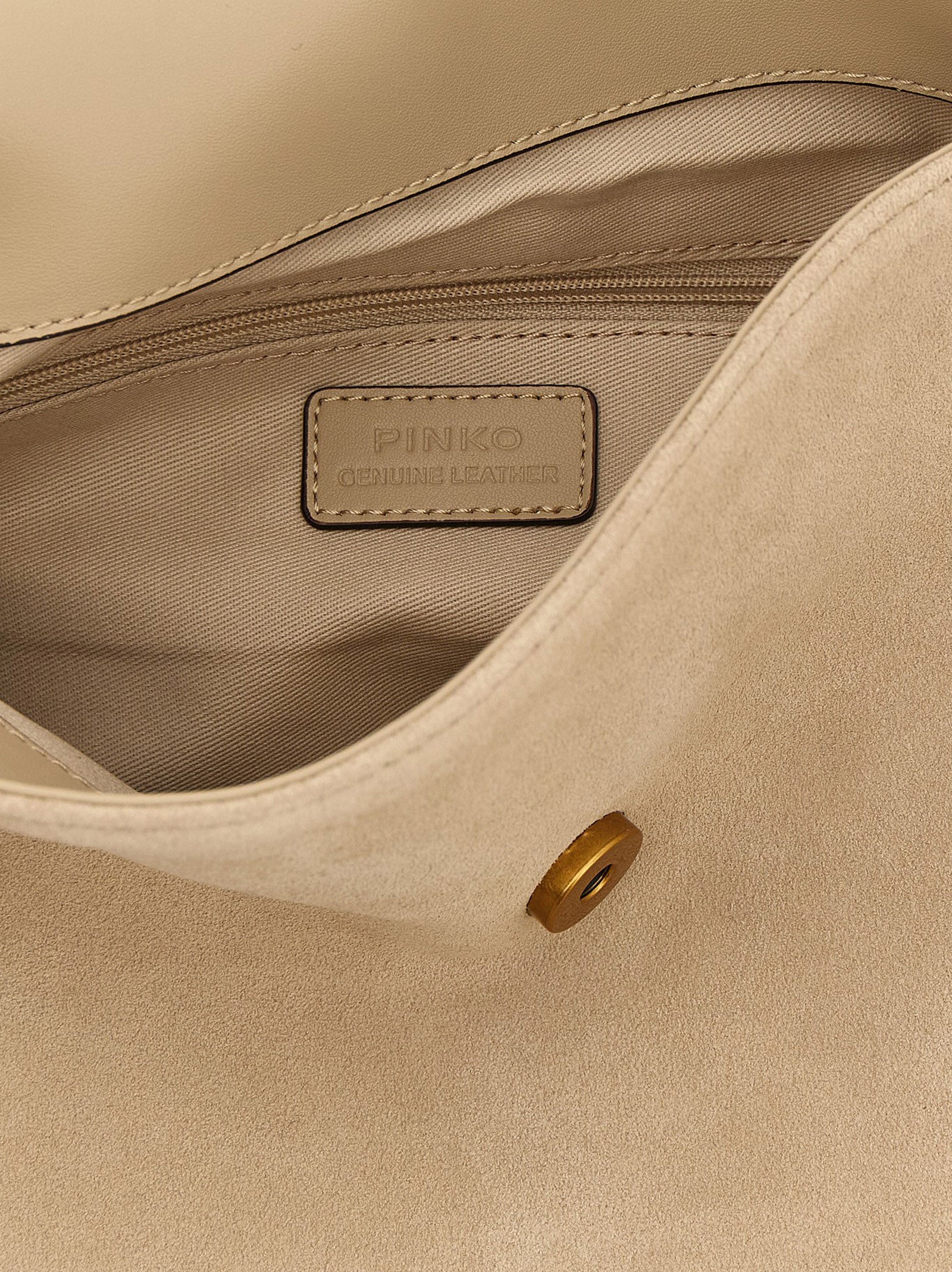 Beige Cowhide Saddle Horizontal Shoulder Bag