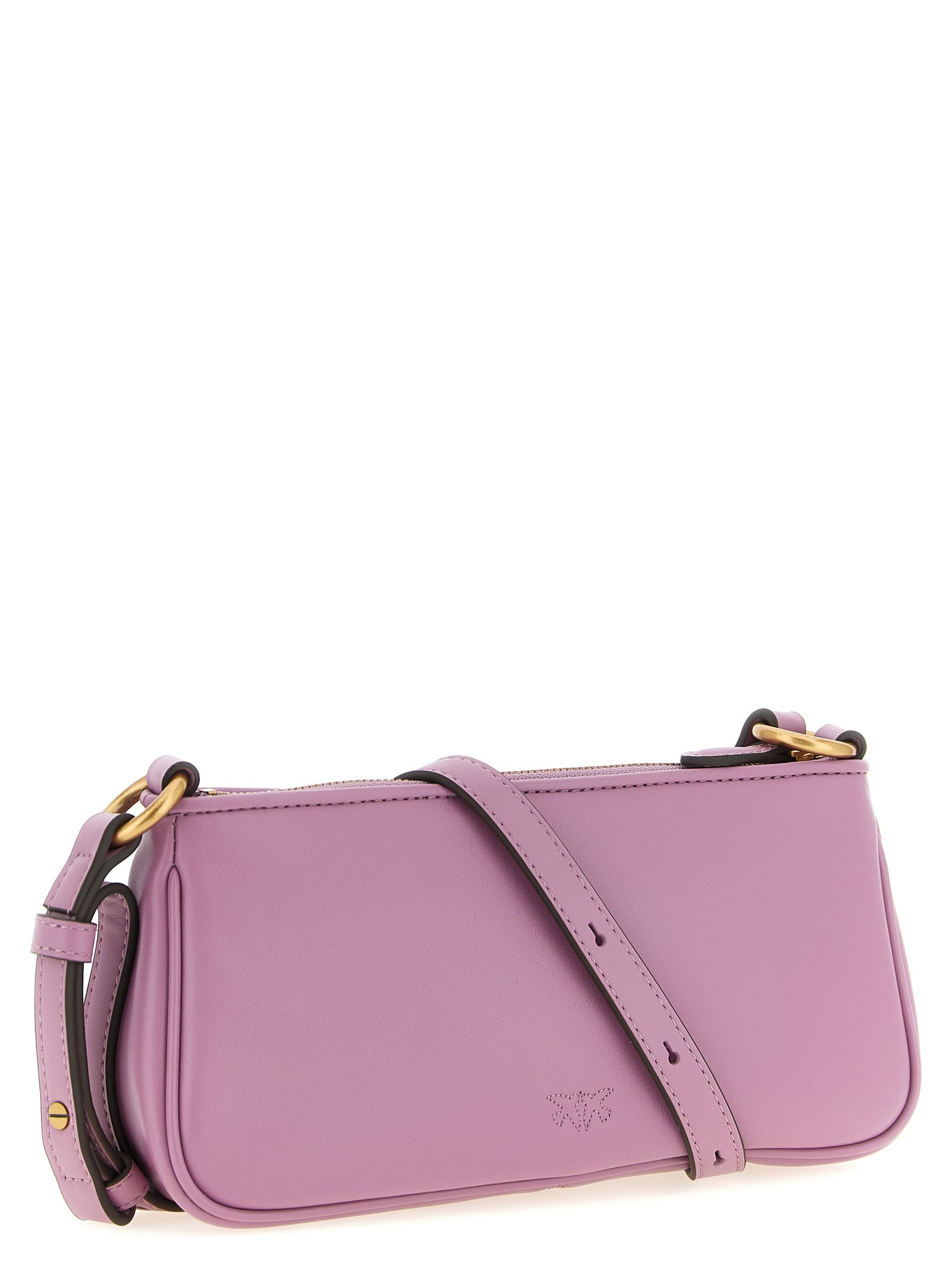 Pink Cow Leather Mini Half Moon Crossbody Bag