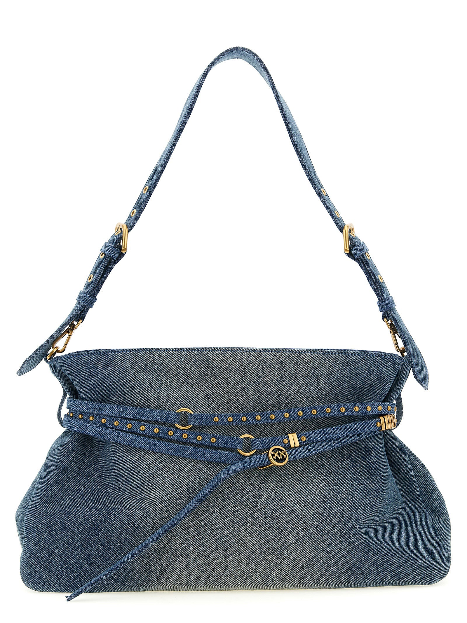 Blue Cotton Belt Shoulder Bag