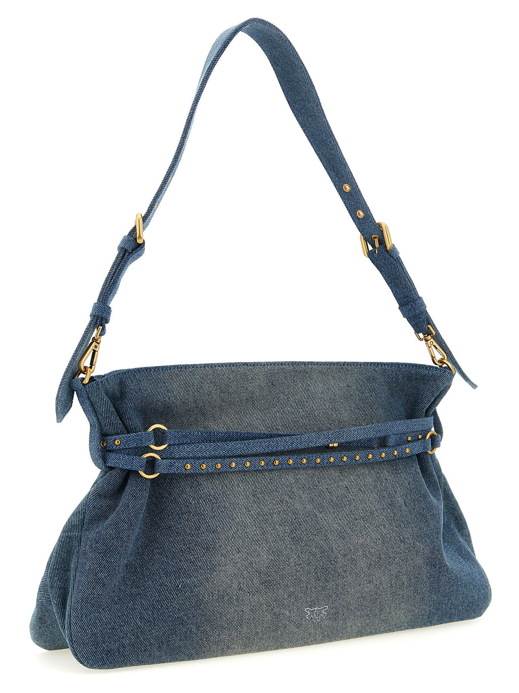Blue Cotton Belt Shoulder Bag
