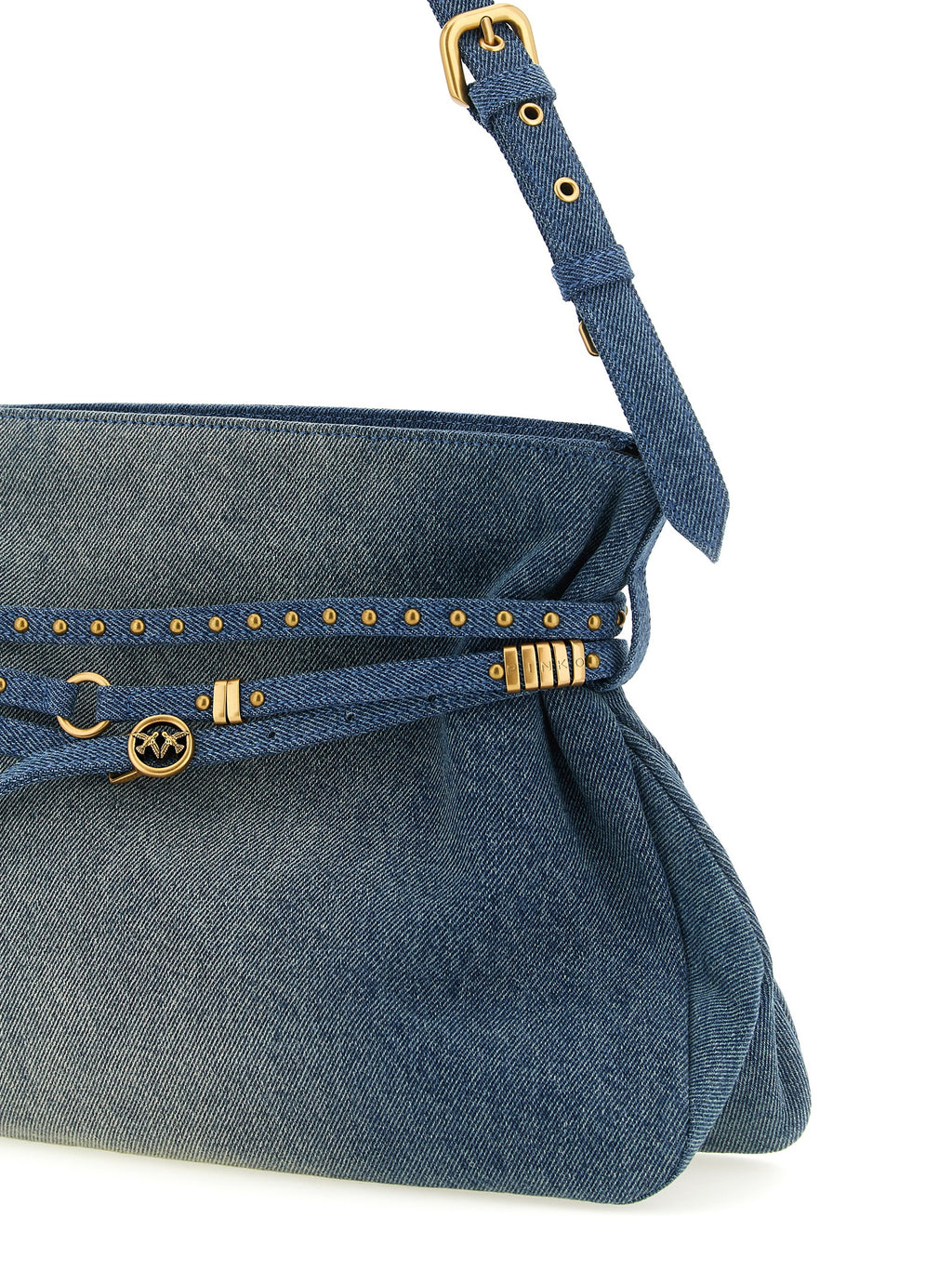 Blue Cotton Belt Shoulder Bag