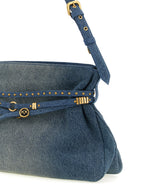 Blue Cotton Belt Shoulder Bag