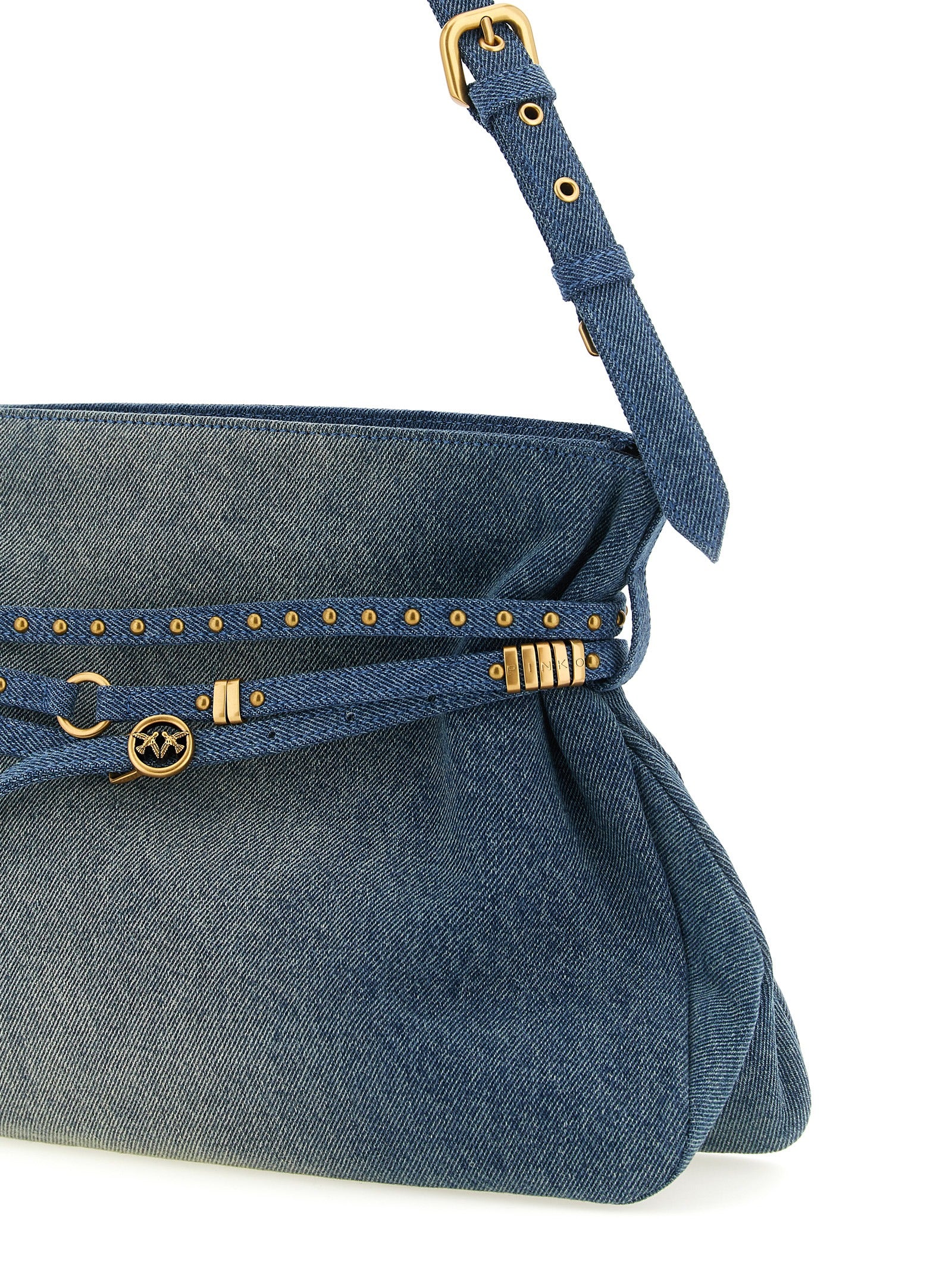 Blue Cotton Belt Shoulder Bag