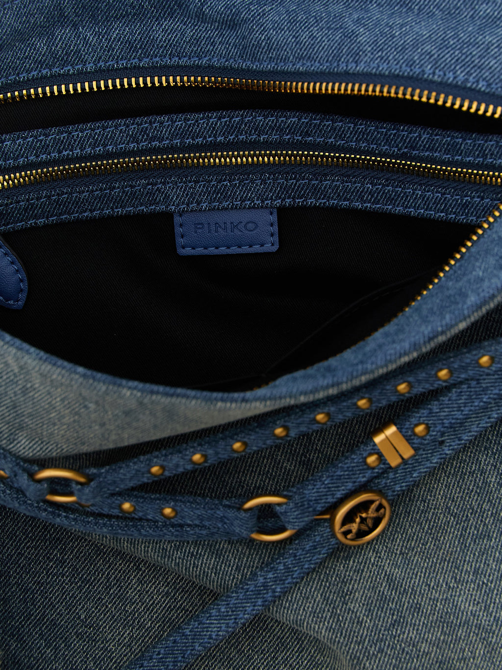 Blue Cotton Belt Shoulder Bag