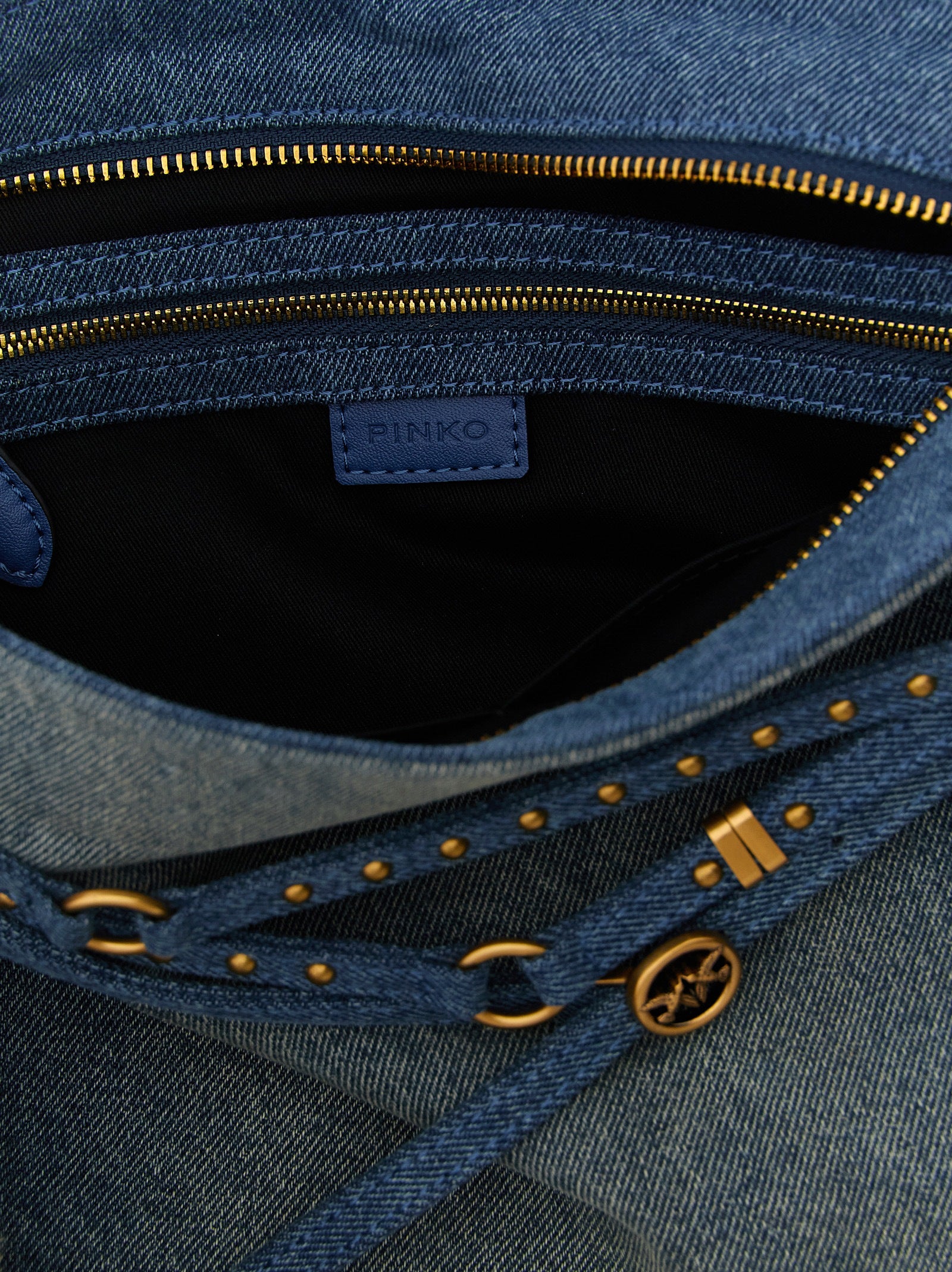 Blue Cotton Belt Shoulder Bag