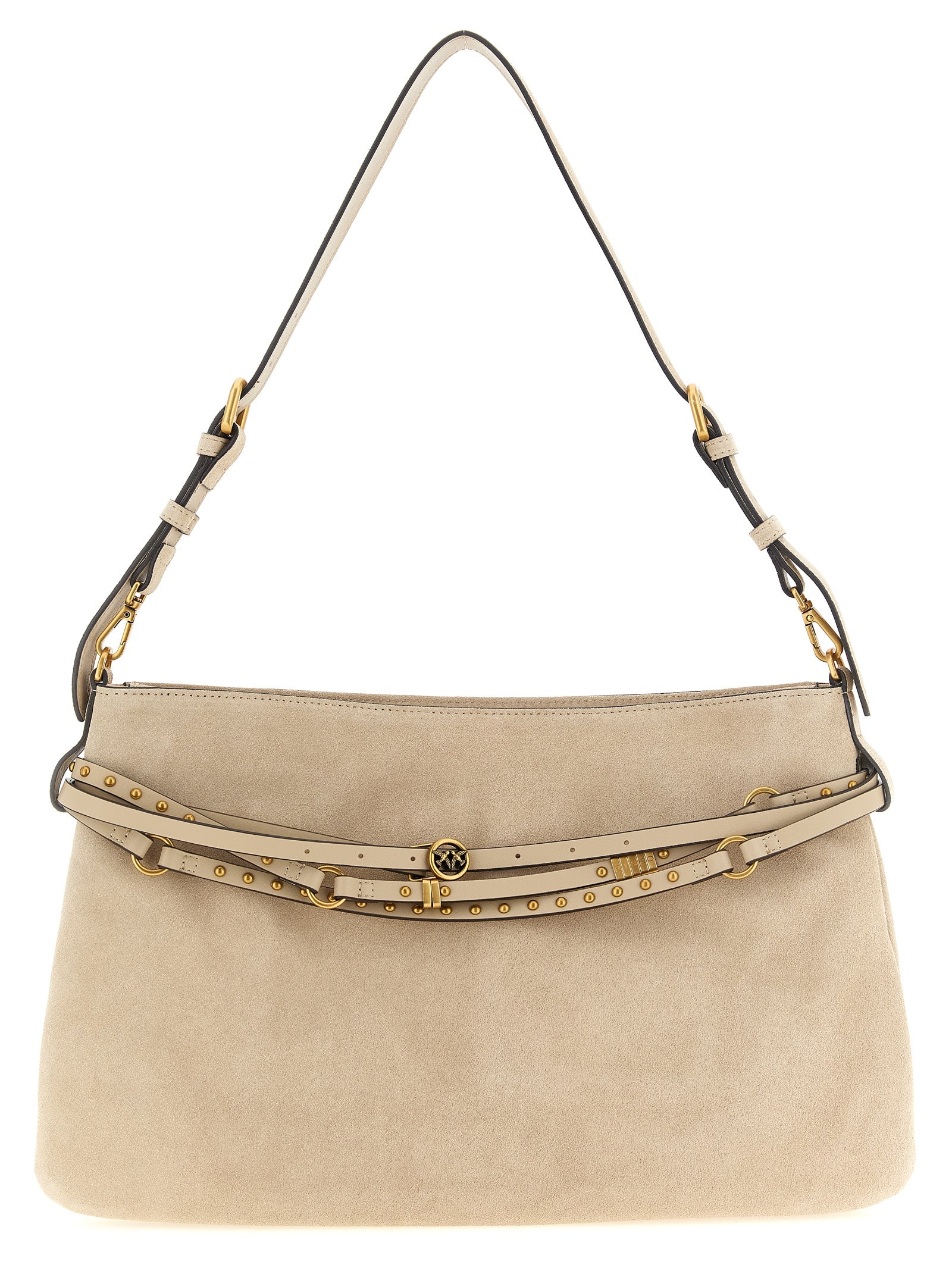 Beige Cowhide Belt Shoulder Bag