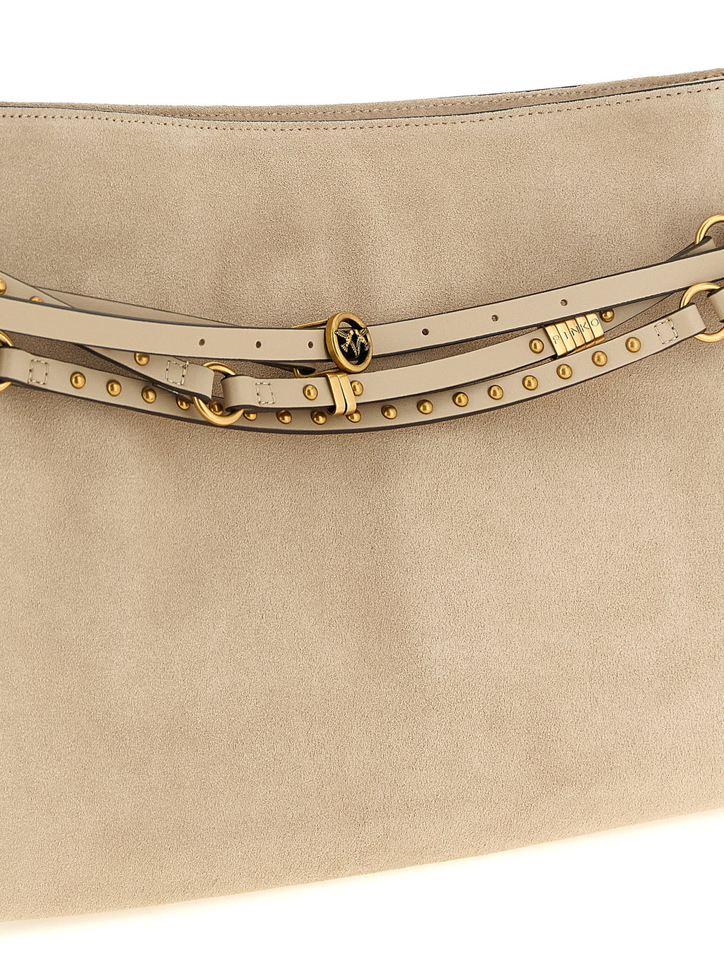 Beige Cowhide Belt Shoulder Bag