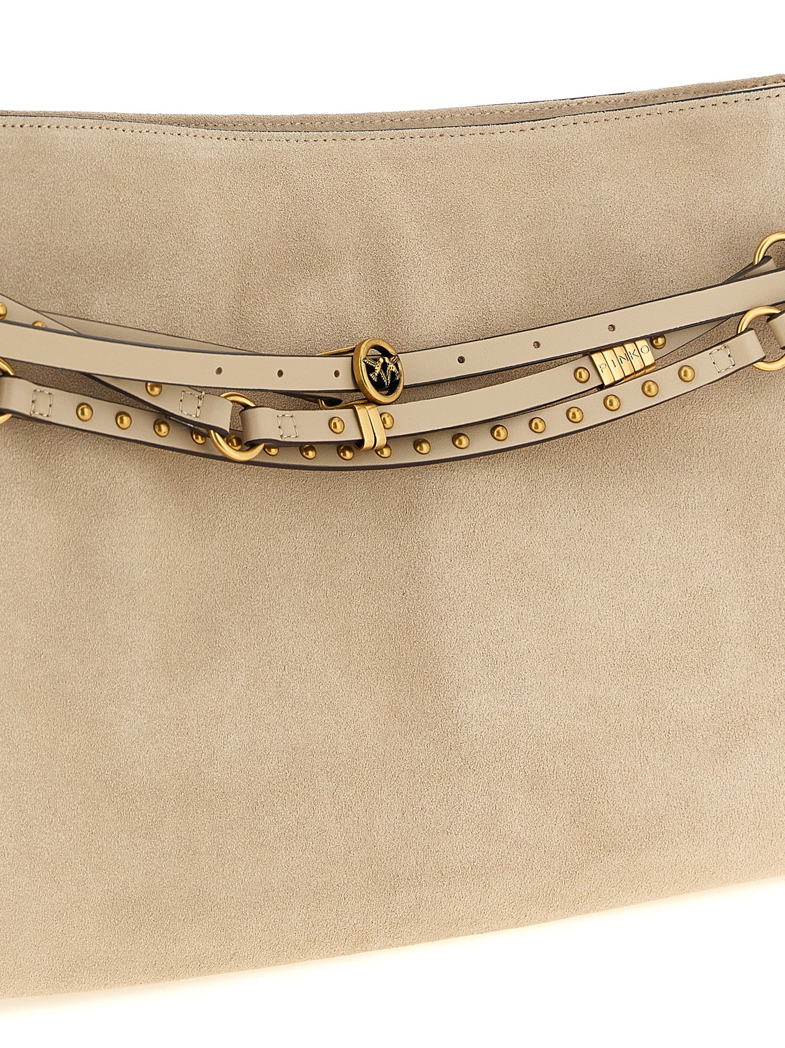 Beige Cowhide Belt Shoulder Bag