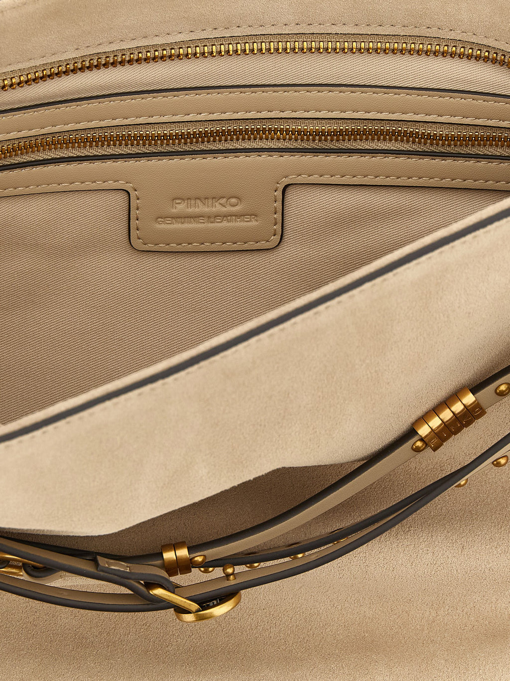 Beige Cowhide Belt Shoulder Bag