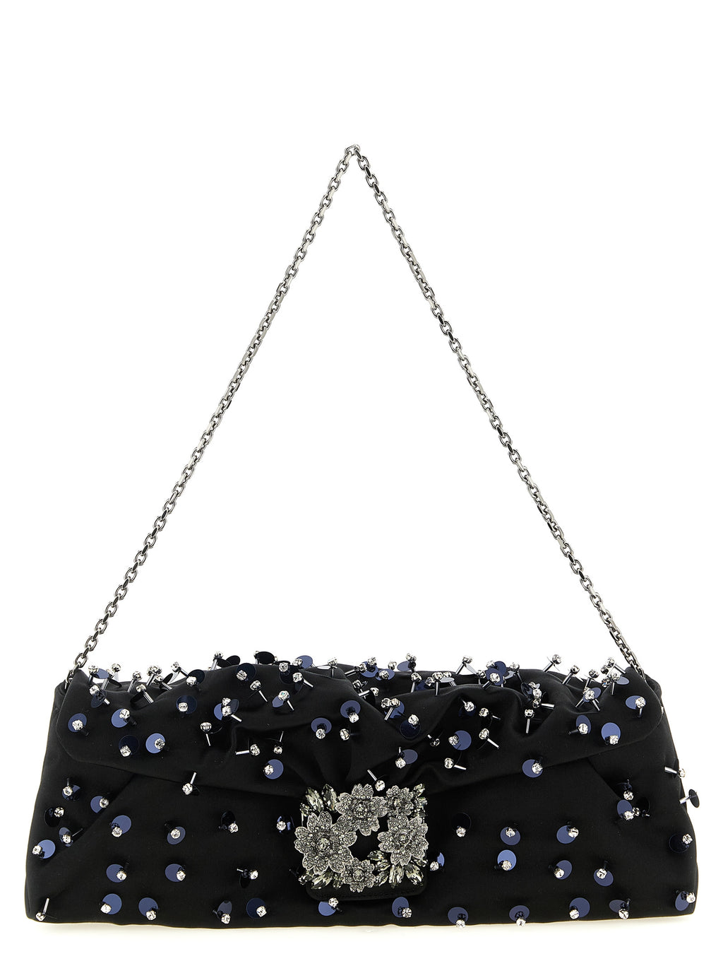 Black Viscose Silk Satin Clutch