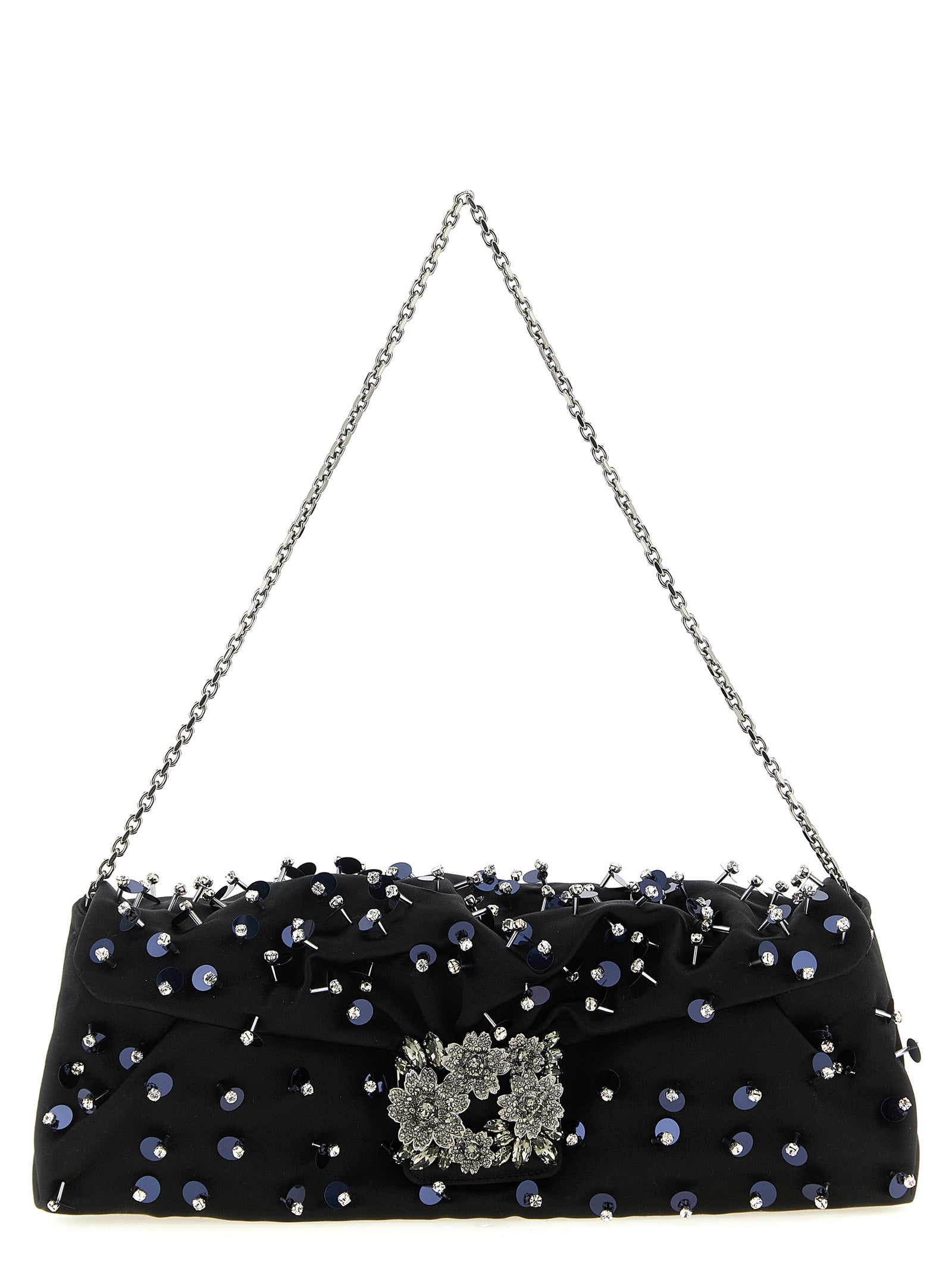 Black Viscose Silk Satin Clutch