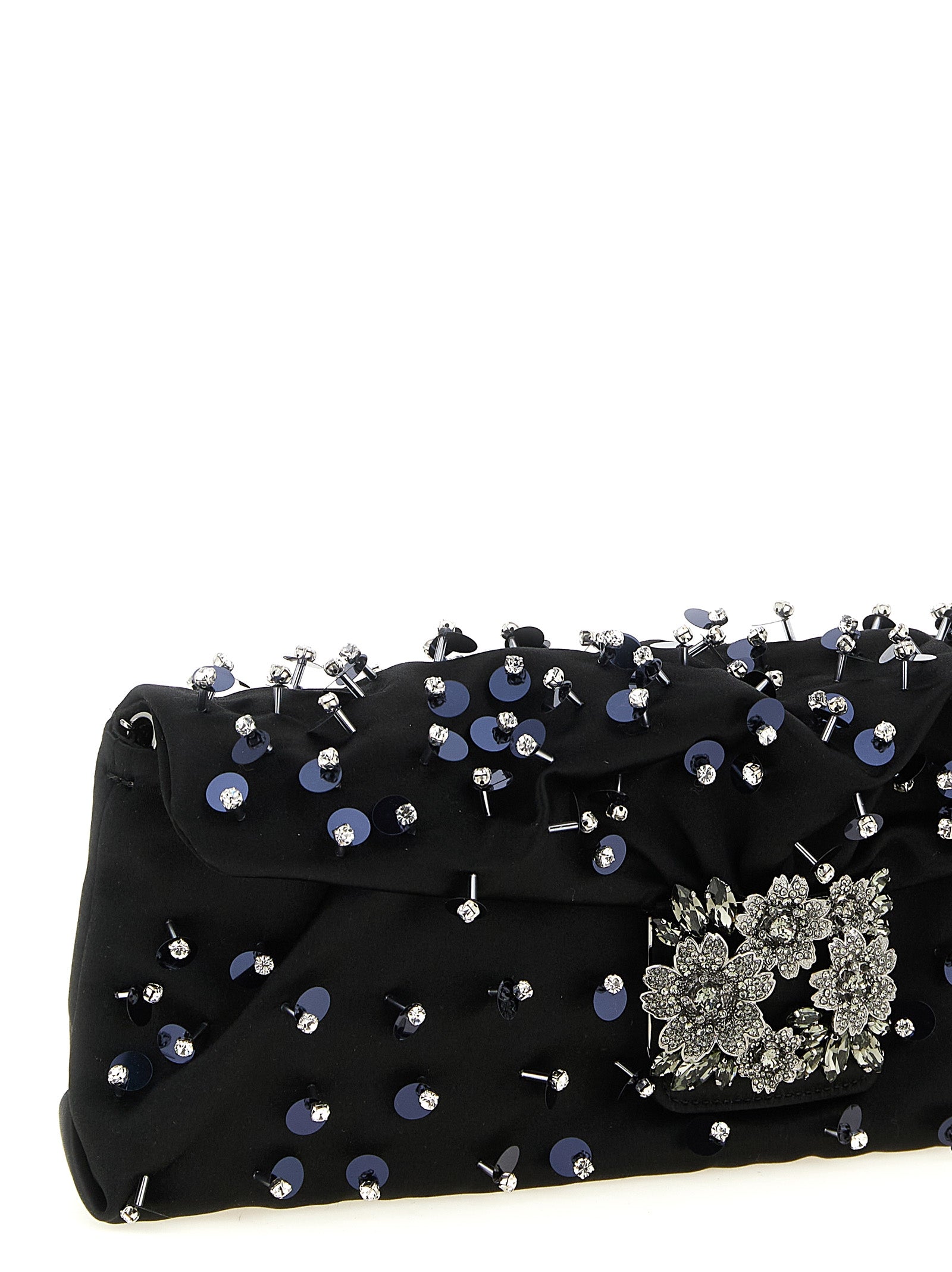 Black Viscose Silk Satin Clutch