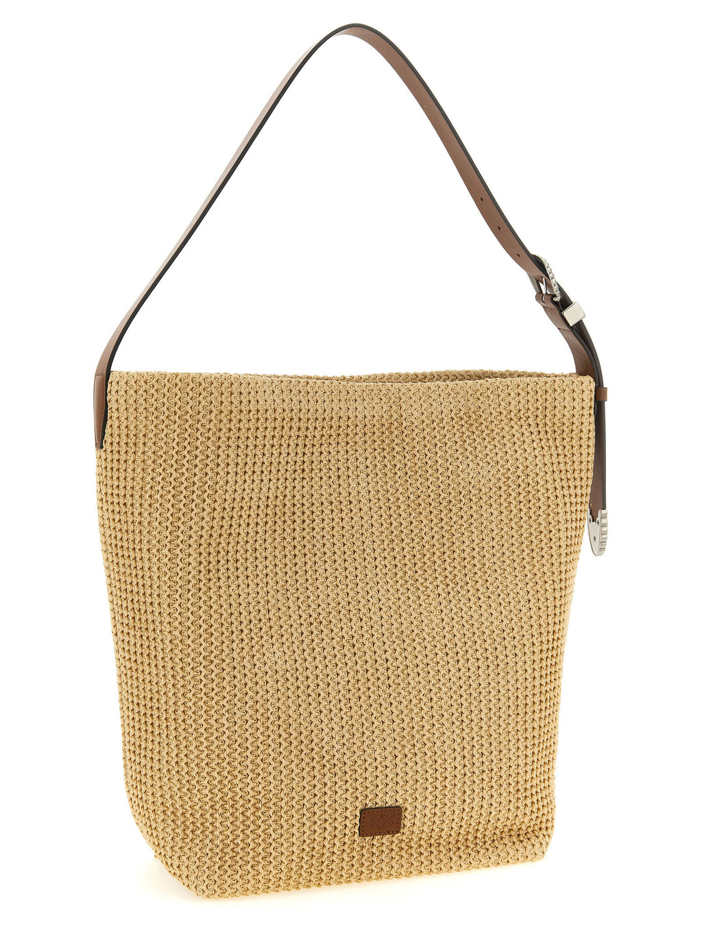 Beige Raffia Bucket Bag