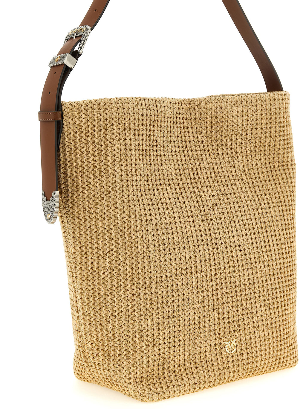 Beige Raffia Bucket Bag
