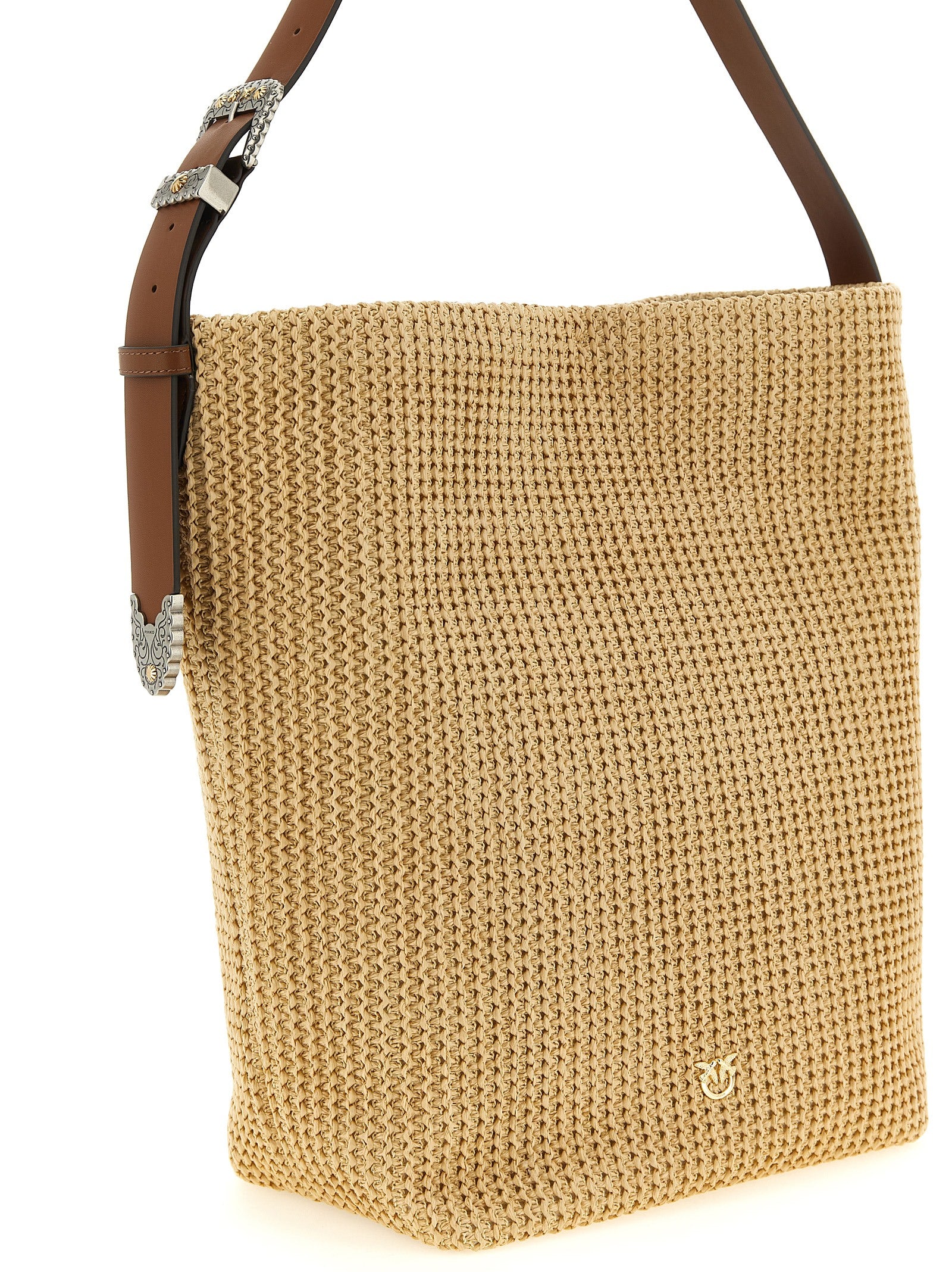 Beige Raffia Bucket Bag