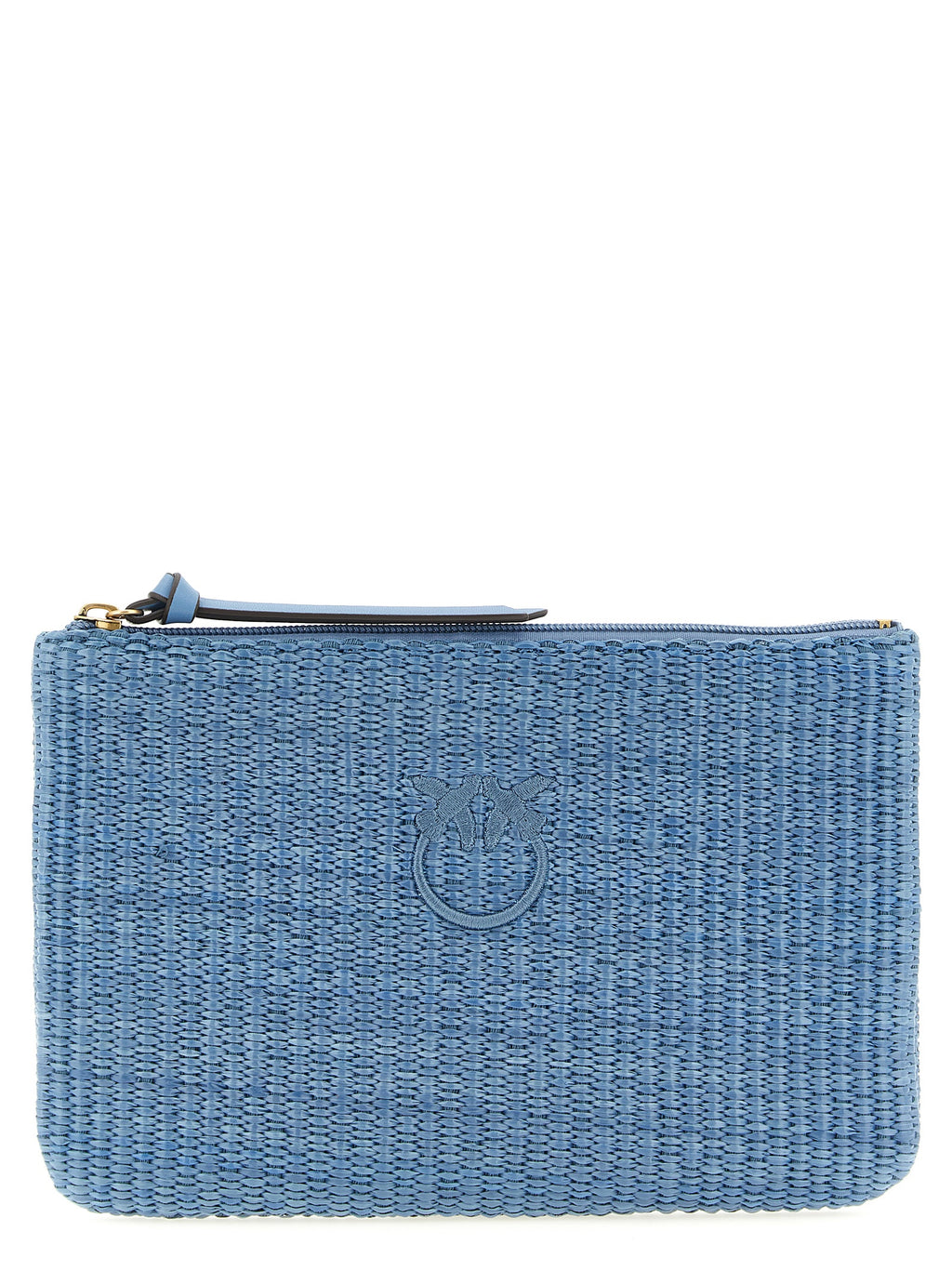 Light Blue Ruffled Raffia Clutch