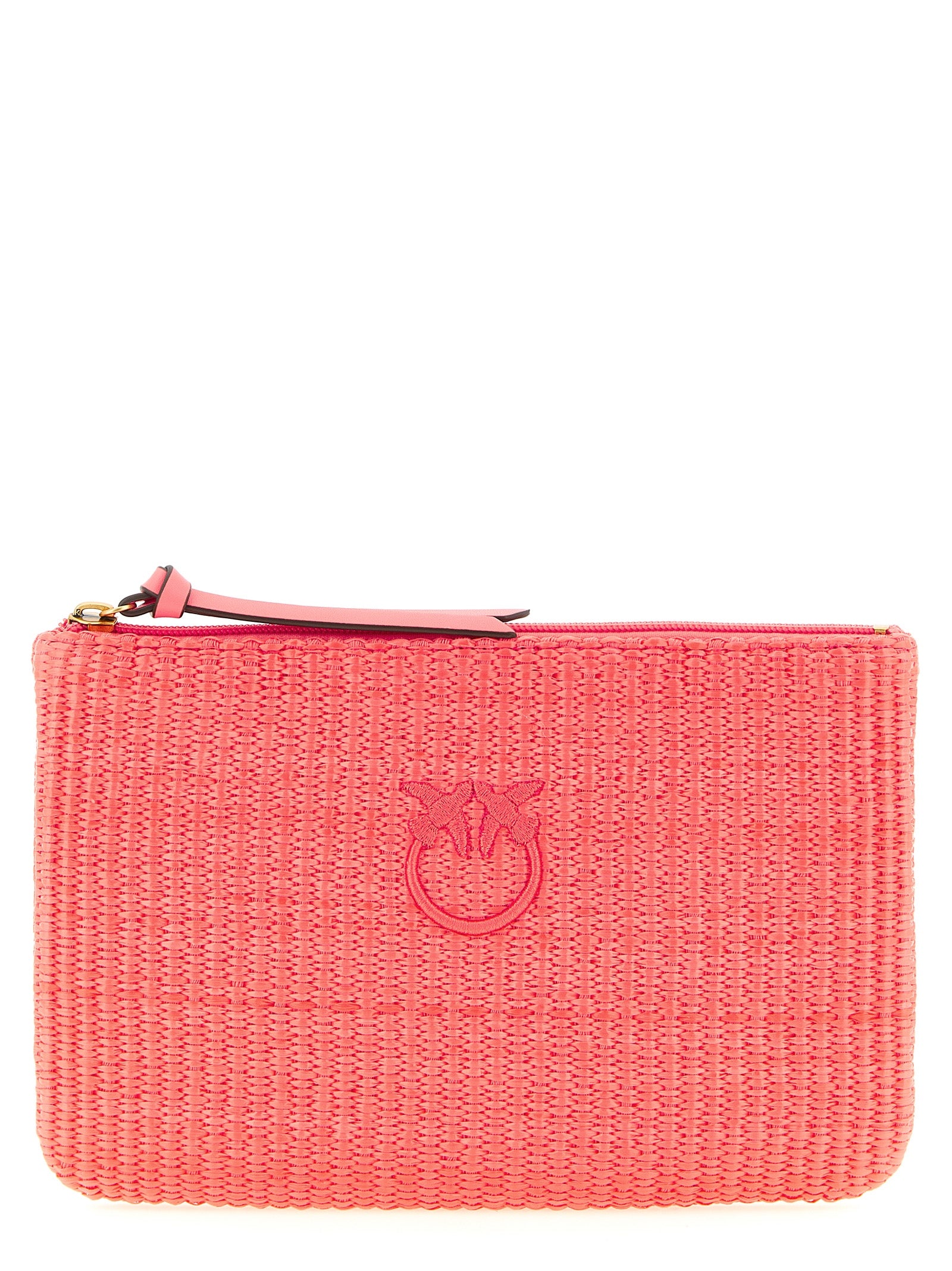 Fuchsia Polypropylene Braided Raffia-Effect Clutch