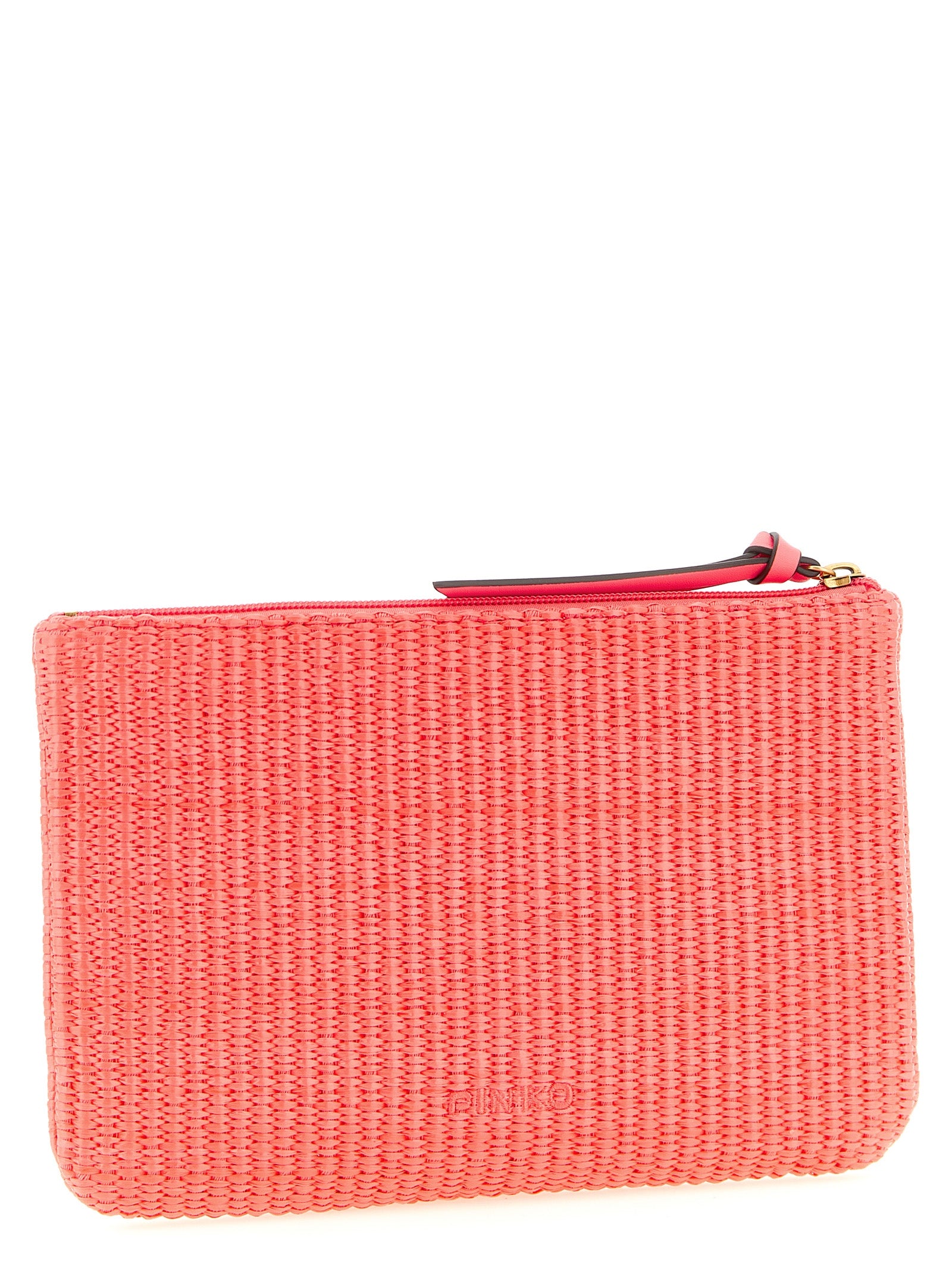 Fuchsia Polypropylene Braided Raffia-Effect Clutch