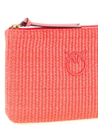 Fuchsia Polypropylene Braided Raffia-Effect Clutch