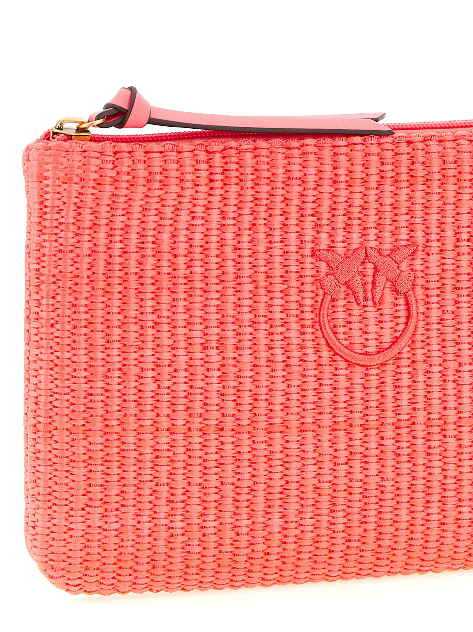 Fuchsia Polypropylene Braided Raffia-Effect Clutch