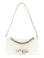 White Calfskin Jewelled Mini Shoulder Bag