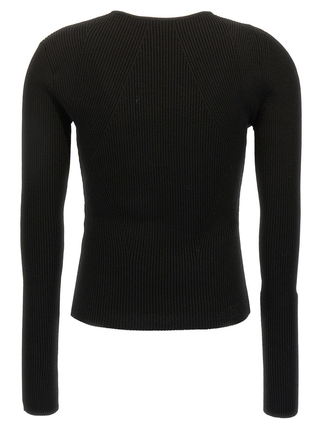 Ribbed Wool Cardigan with Cut-Out Shoulder