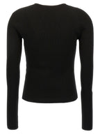 Ribbed Wool Cardigan with Cut-Out Shoulder