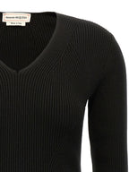 Ribbed Wool Cardigan with Cut-Out Shoulder
