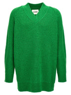 Oversized Cotton-Wool Blend V-Neck Cardigan