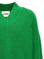 Oversized Cotton-Wool Blend V-Neck Cardigan