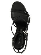 Black Lambskin Stiletto Heel Sandals