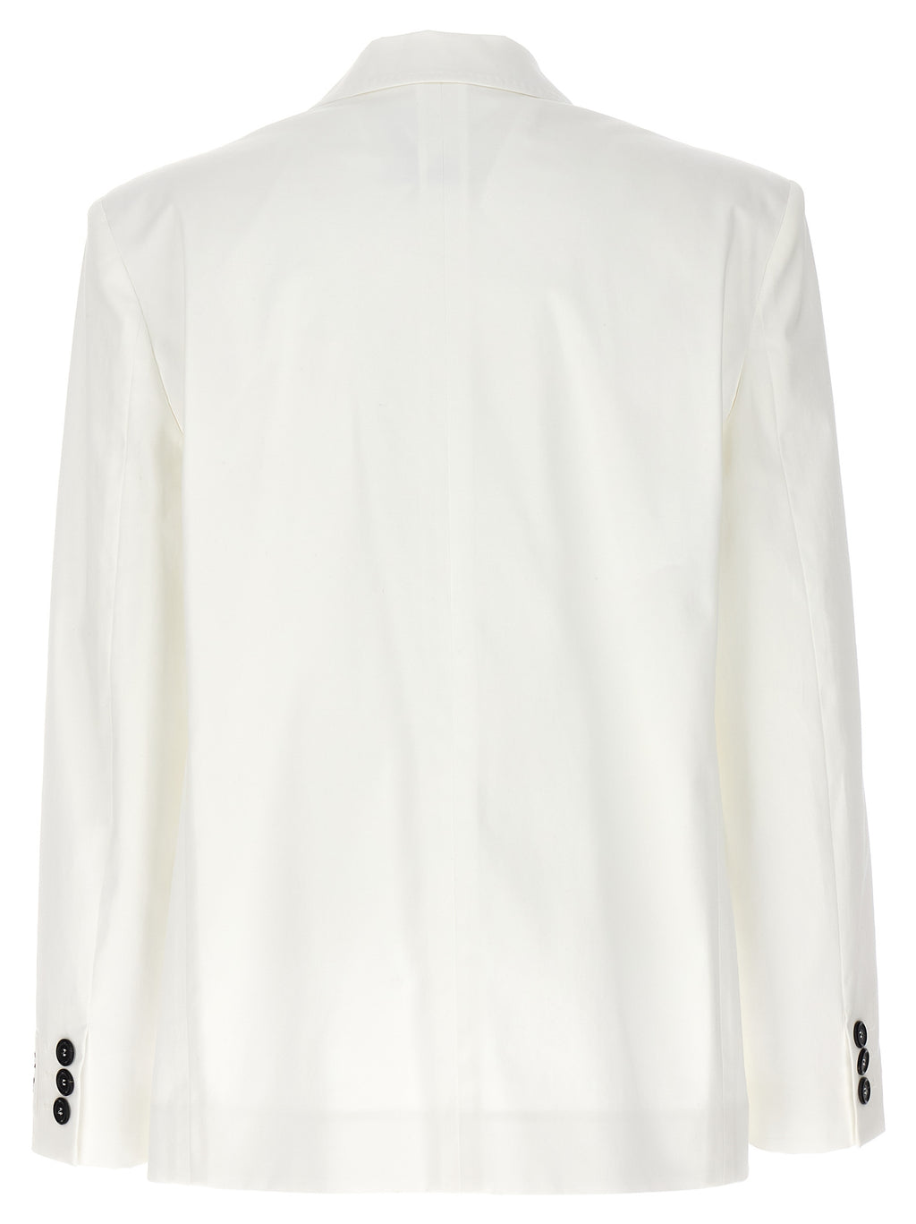 White Double-Breasted Cotton & Elastane Blazer