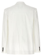White Double-Breasted Cotton & Elastane Blazer