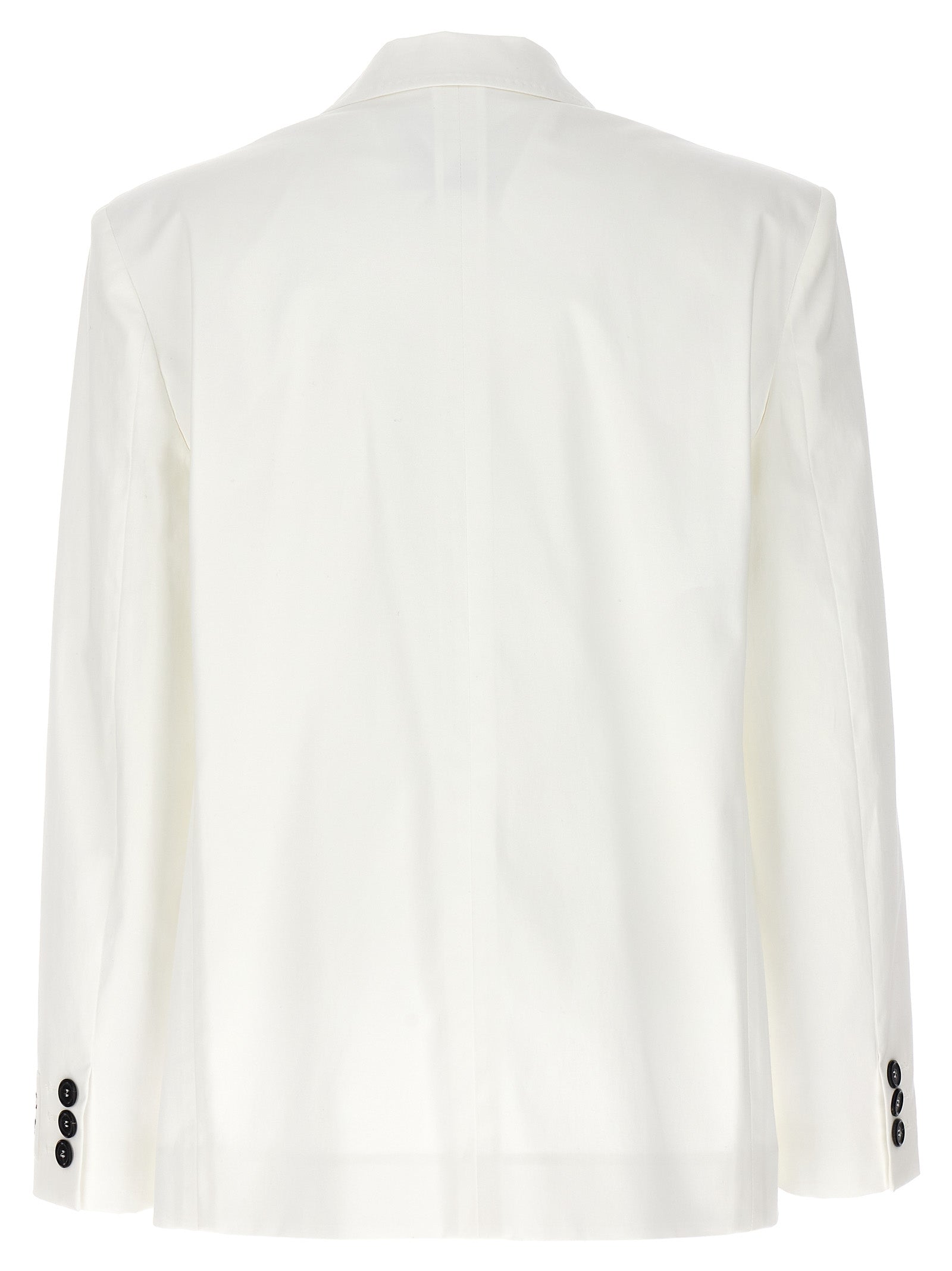 White Double-Breasted Cotton & Elastane Blazer