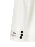White Double-Breasted Cotton & Elastane Blazer