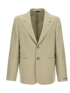 Beige Virgin Wool Single-Breasted Blazer
