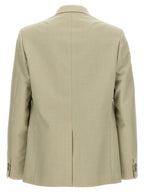 Beige Virgin Wool Single-Breasted Blazer
