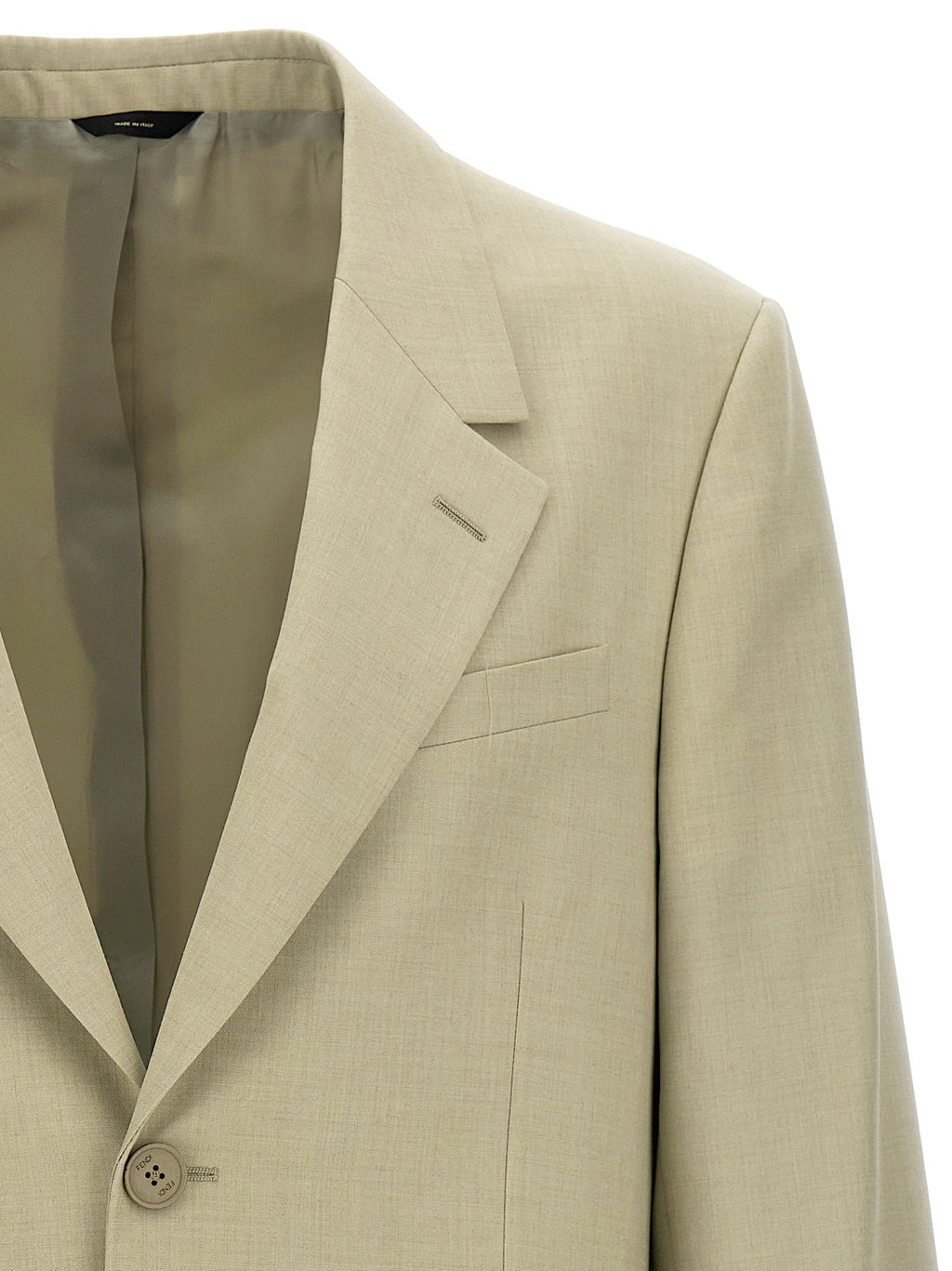 Beige Virgin Wool Single-Breasted Blazer
