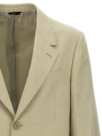 Beige Virgin Wool Single-Breasted Blazer