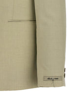 Beige Virgin Wool Single-Breasted Blazer