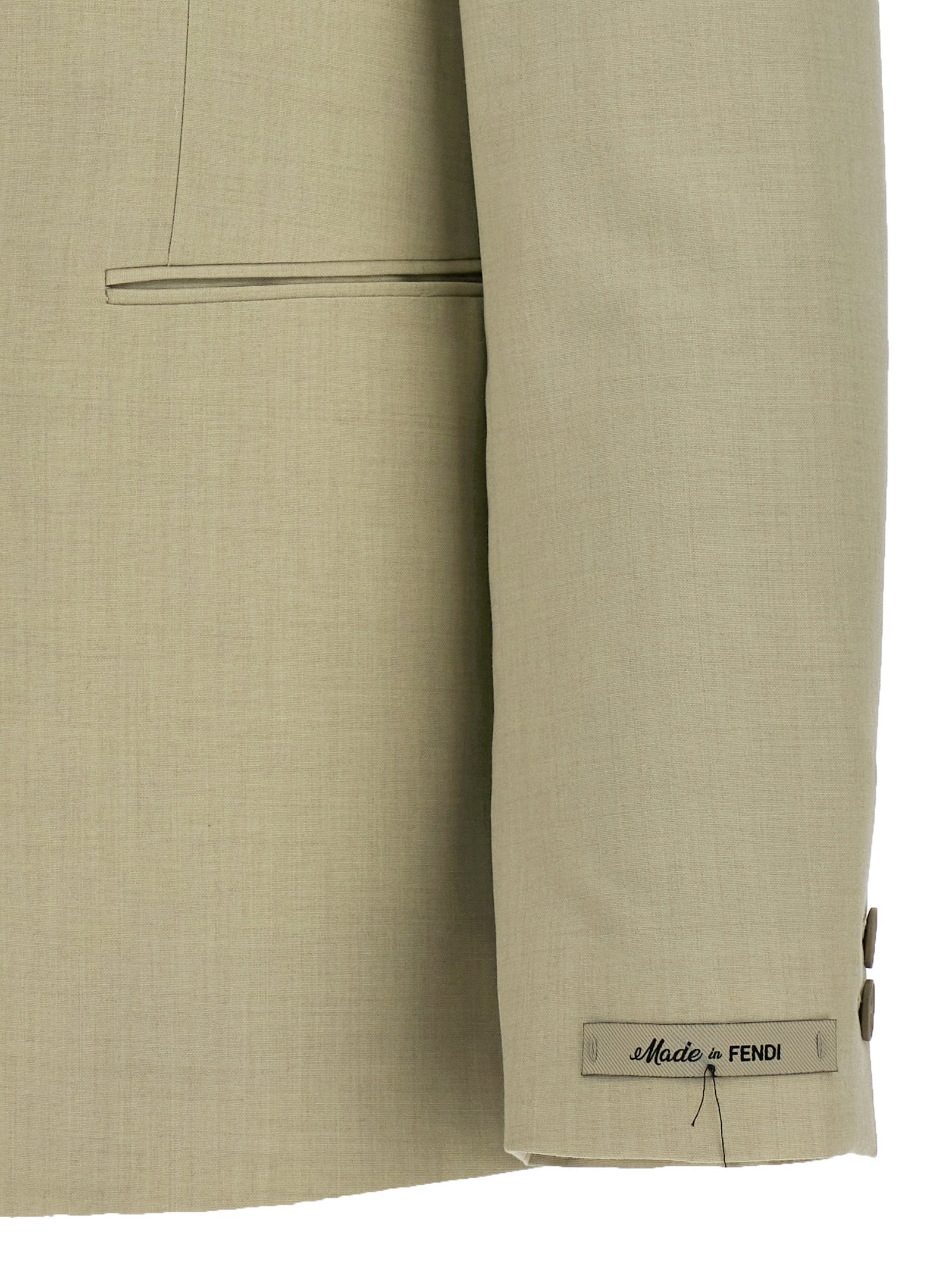 Beige Virgin Wool Single-Breasted Blazer