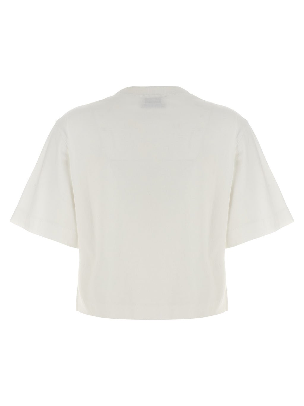White Cotton Cropped Crew Neck T-Shirt