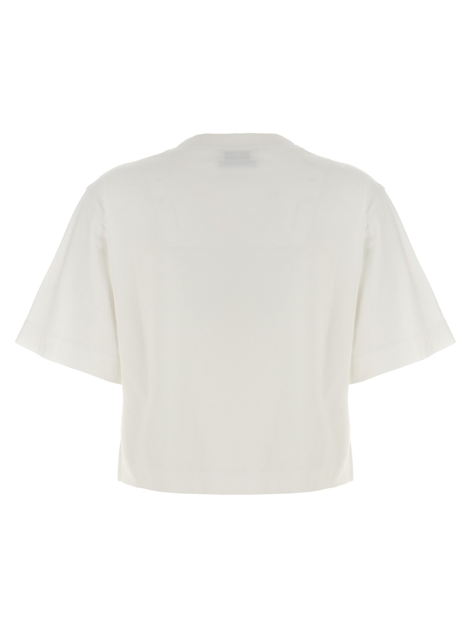 White Cotton Cropped Crew Neck T-Shirt