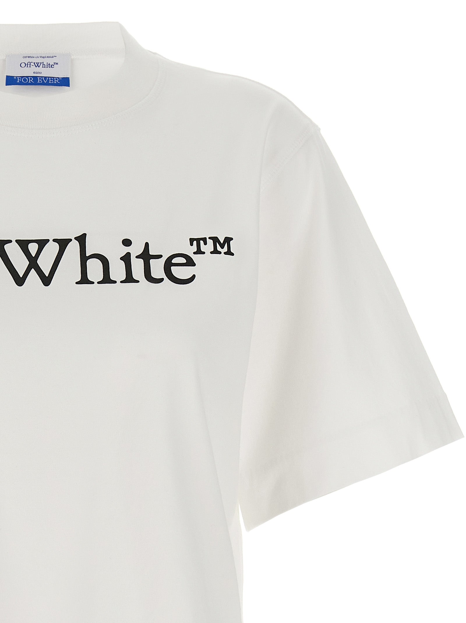 White Cotton Cropped Crew Neck T-Shirt