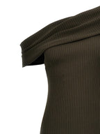 White Cotton-Viscose Long Cuff Sleeve One Shoulder Mini Dress