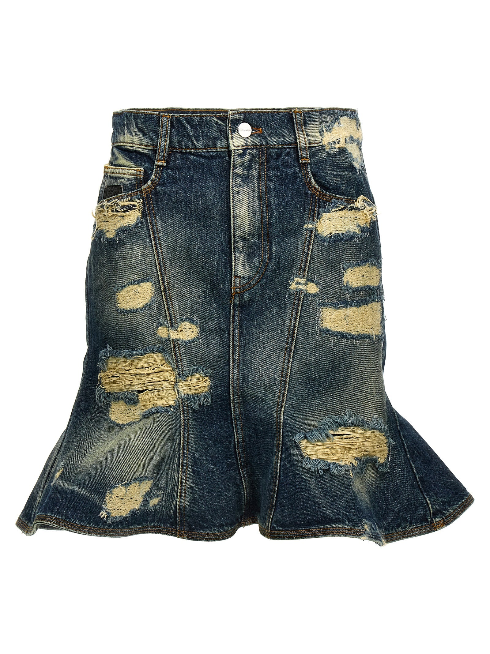 Rip And Repair Straight Jean Denim Skirt