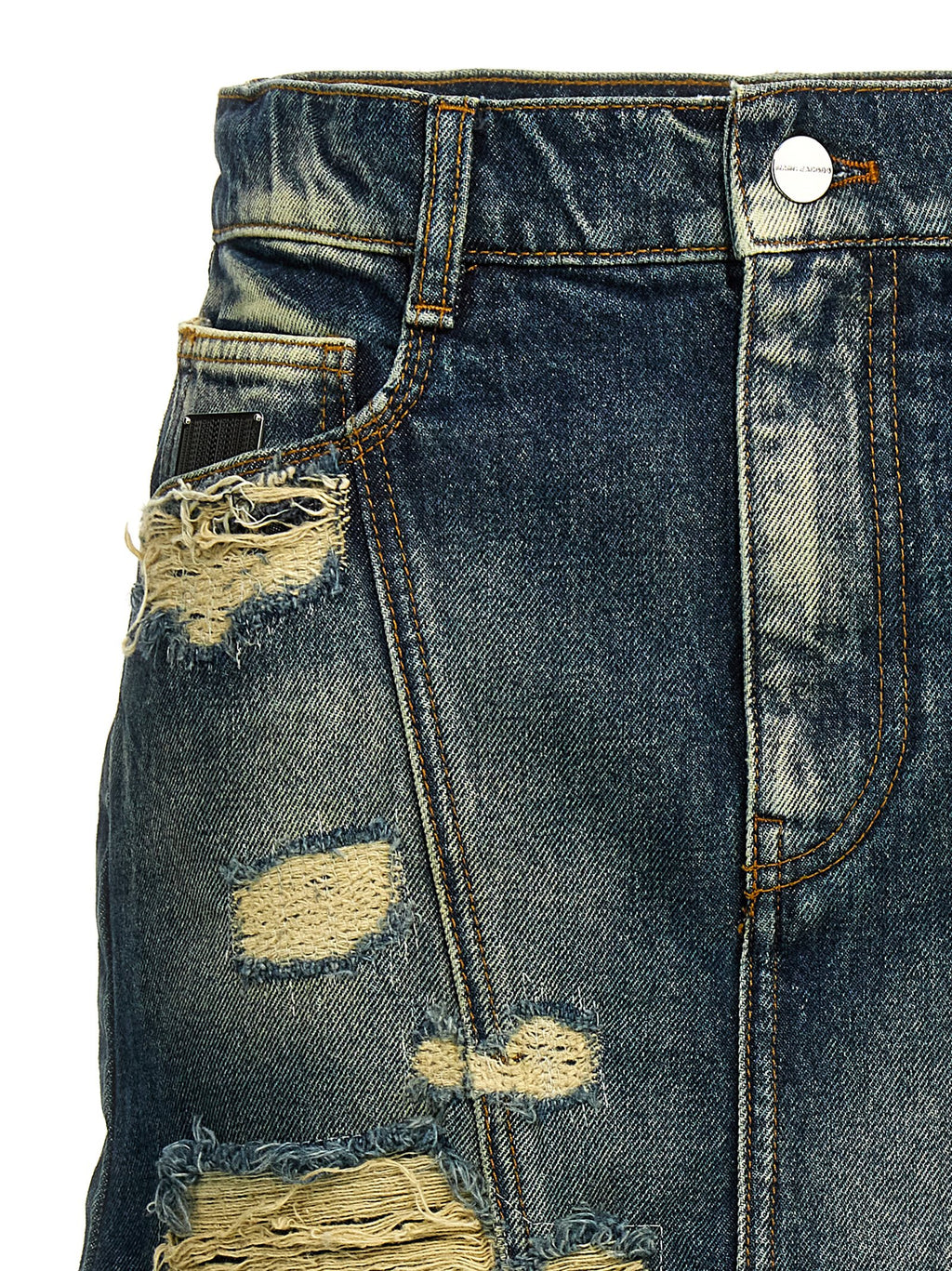 Rip And Repair Straight Jean Denim Skirt