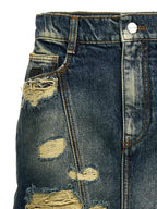 Rip And Repair Straight Jean Denim Skirt