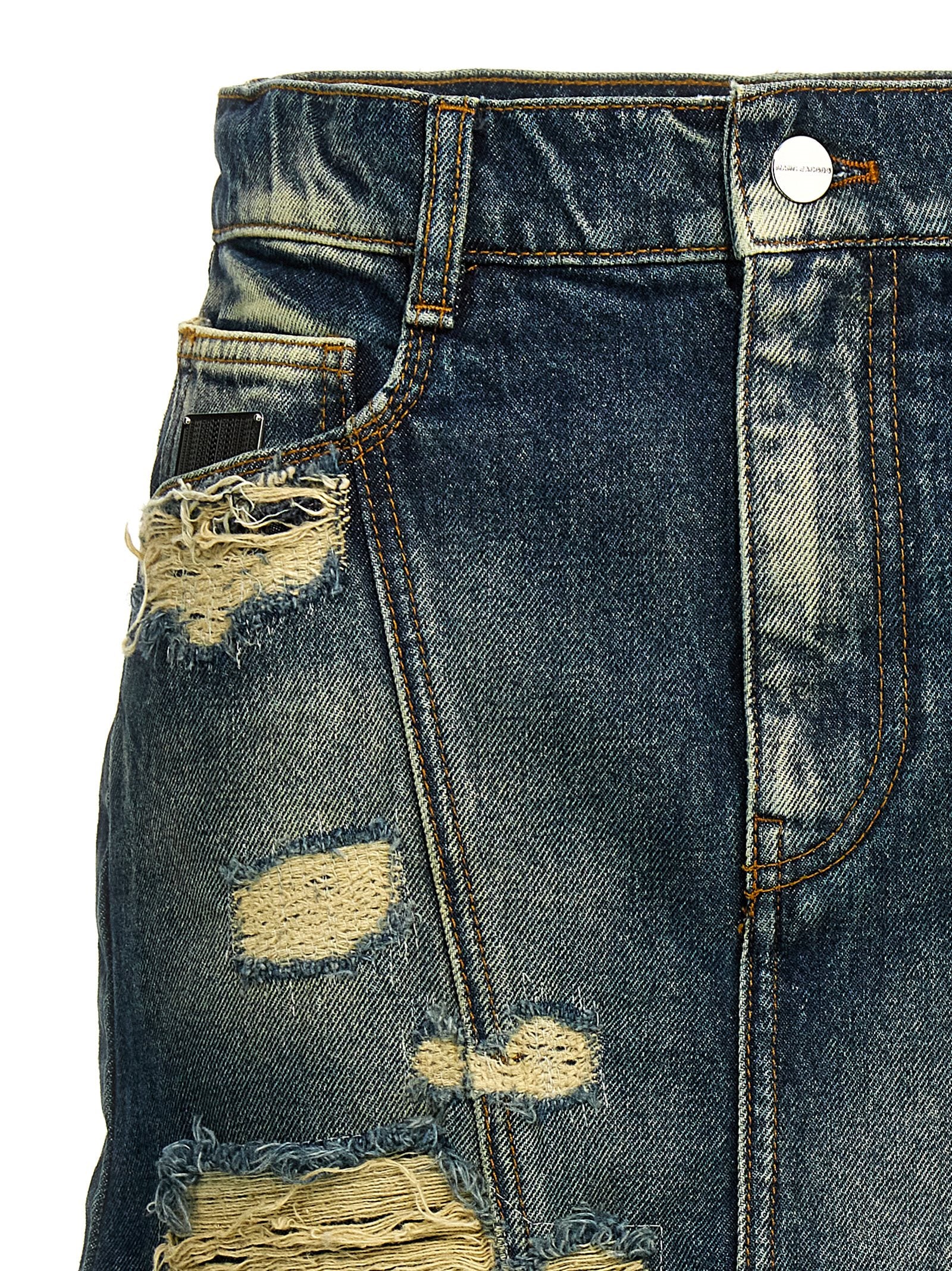 Rip And Repair Straight Jean Denim Skirt